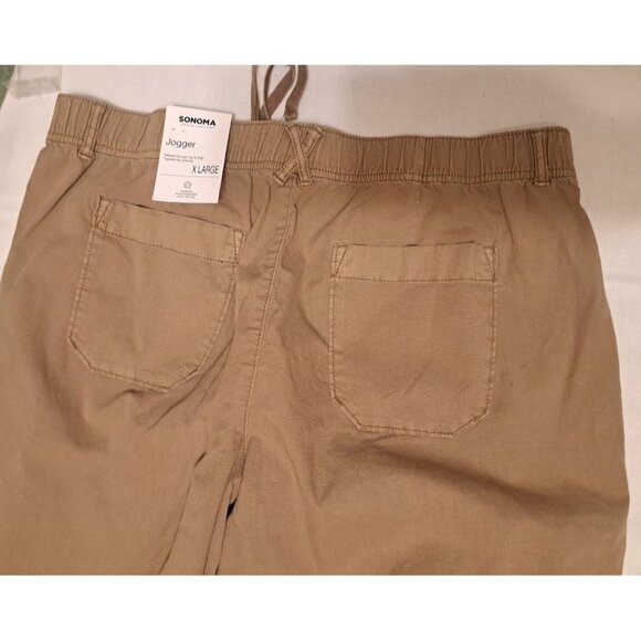 Sonoma Women's Cotton Spandex Joggers Tan Khaki XL Elastic Zip Ankle & Waist NWT - Picture 4 of 6
